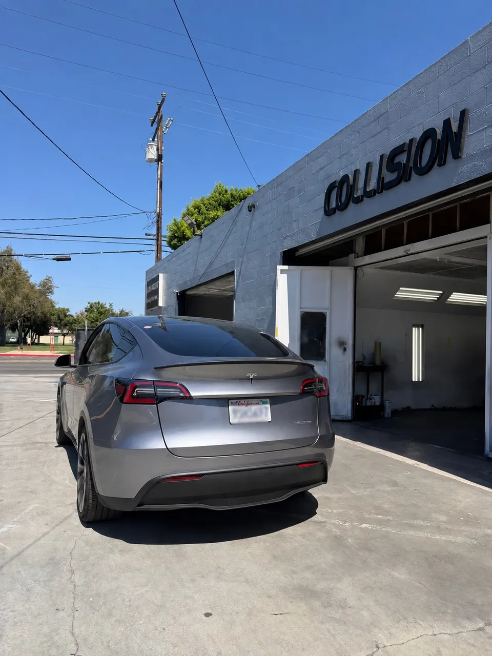 Tesla Model Y rear exterior photographed at Calibri Motorsport in Hawthorne