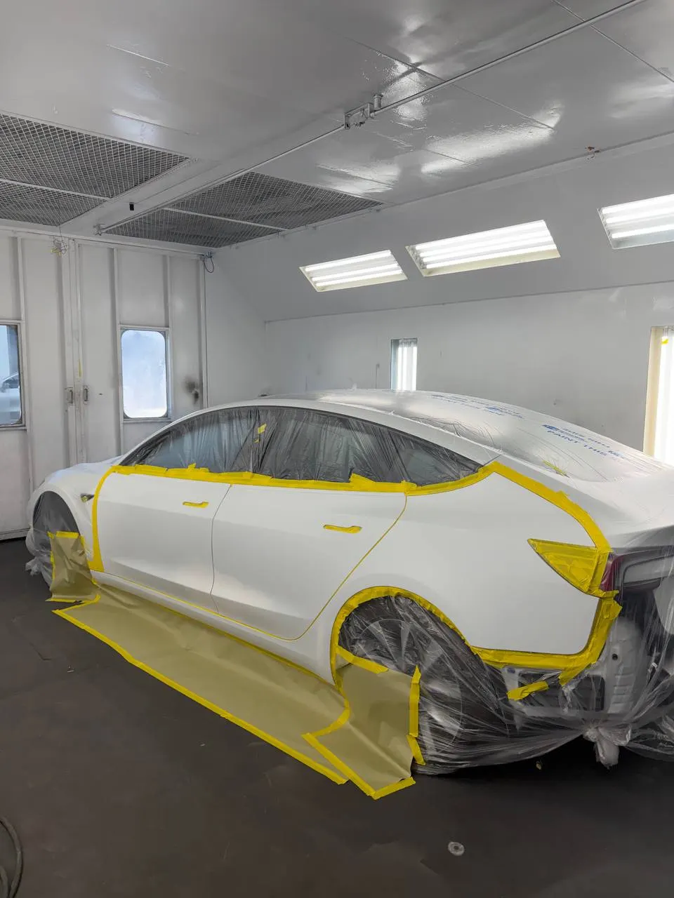Tesla paint preparation at Calibri Motorsport