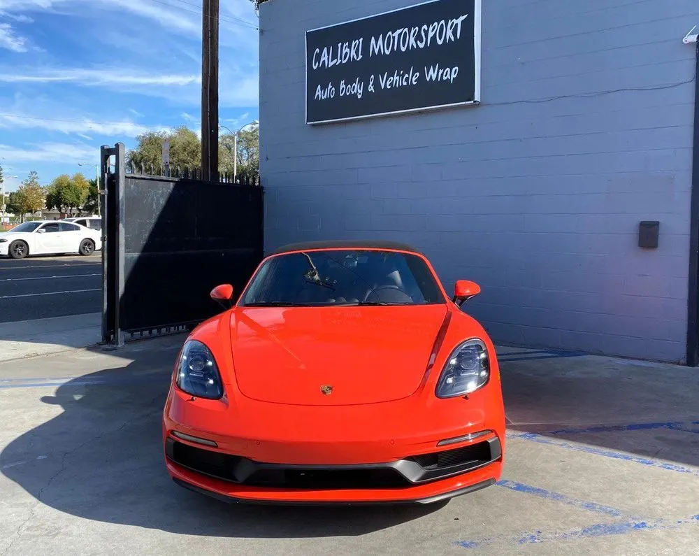 Porsche outside the Calibri Motorsport shop in Hawthorne