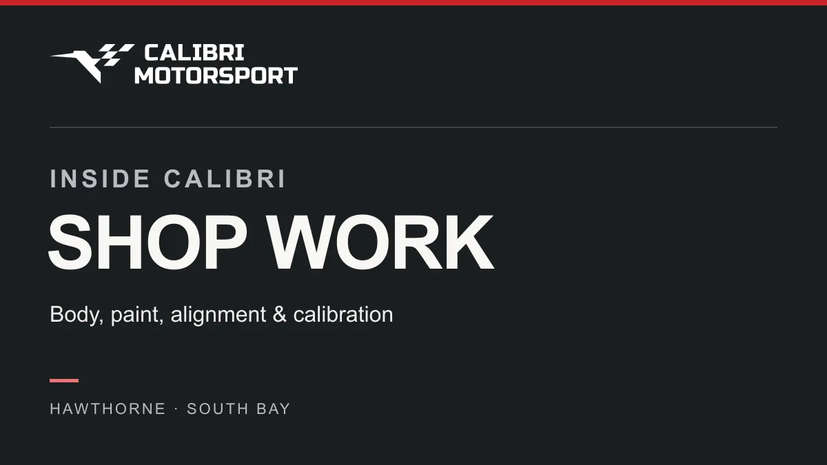 Calibri Motorsport article cover: INSIDE CALIBRI SHOP WORK, Body, paint, alignment & calibration
